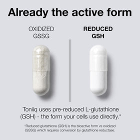 Vue rapprochée des capsules de glutathione Toniiq