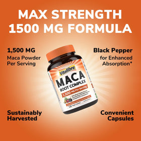 Vue rapprochée des capsules de maca Vitalibre