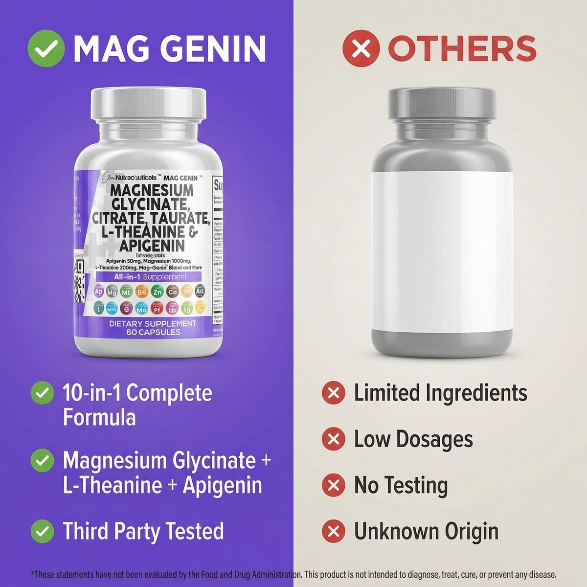Vue rapprochée des capsules de magnésium glycinate