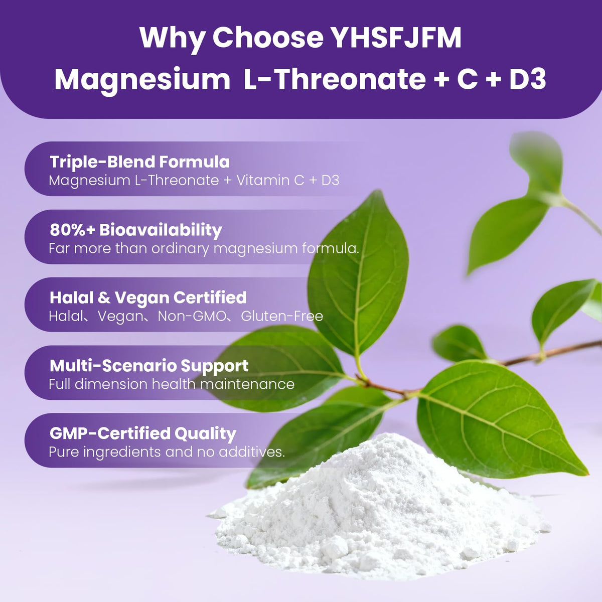 Vue rapprochée des capsules de magnésium L-Thréonate YHSFJFM