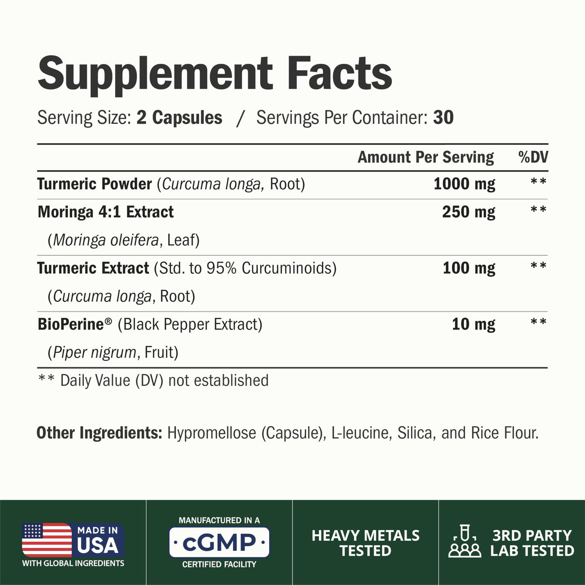 Vue rapprochée des capsules de Moringa 4:1