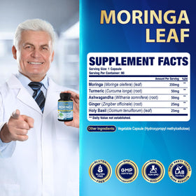 Vue rapprochée des capsules de Moringa Organic Cadane