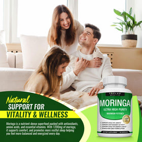Vue rapprochée des capsules de Moringa Toplux