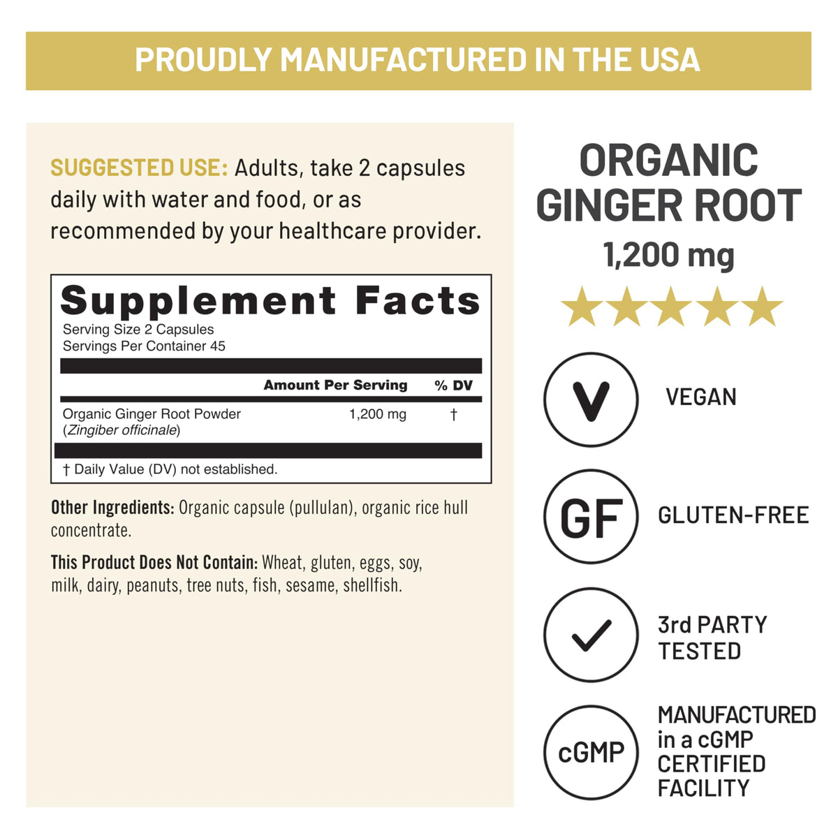 Vue rapprochée des capsules de NatureWise Racine de Gingembre