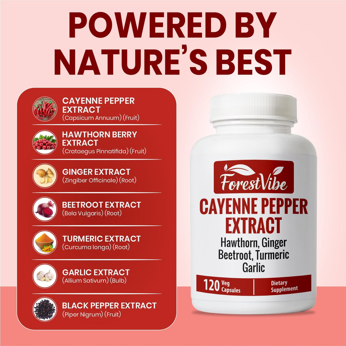 Vue rapprochée des capsules de poivre de cayenne ForestVibe