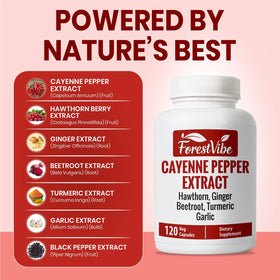 Vue rapprochée des capsules de poivre de cayenne ForestVibe