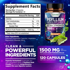 Vue rapprochée des capsules de psyllium Built by Nature