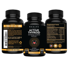 Vue rapprochée des capsules de Revive Herbs Soutien Thyroïdien