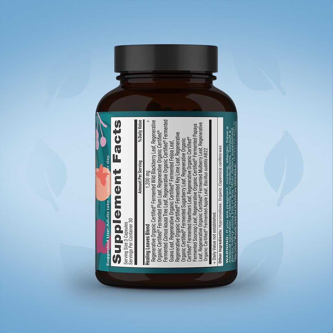 Vue rapprochée des capsules de thé Healing Leaves