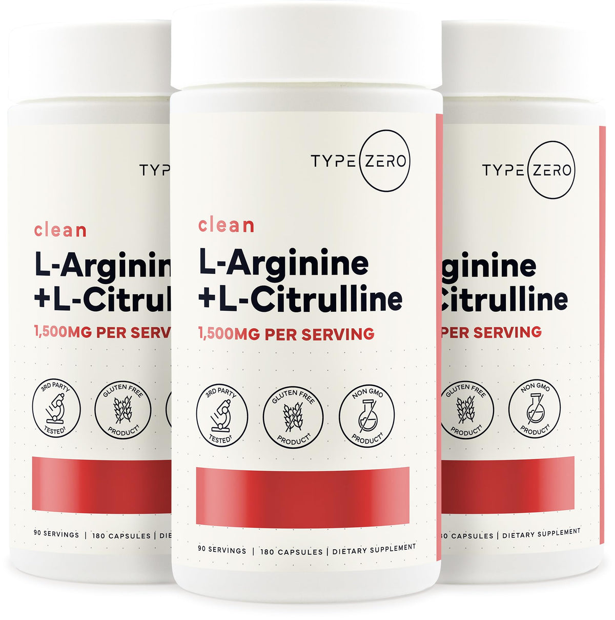 Vue rapprochée des capsules de Type Zero L-Arginine + L-Citrulline