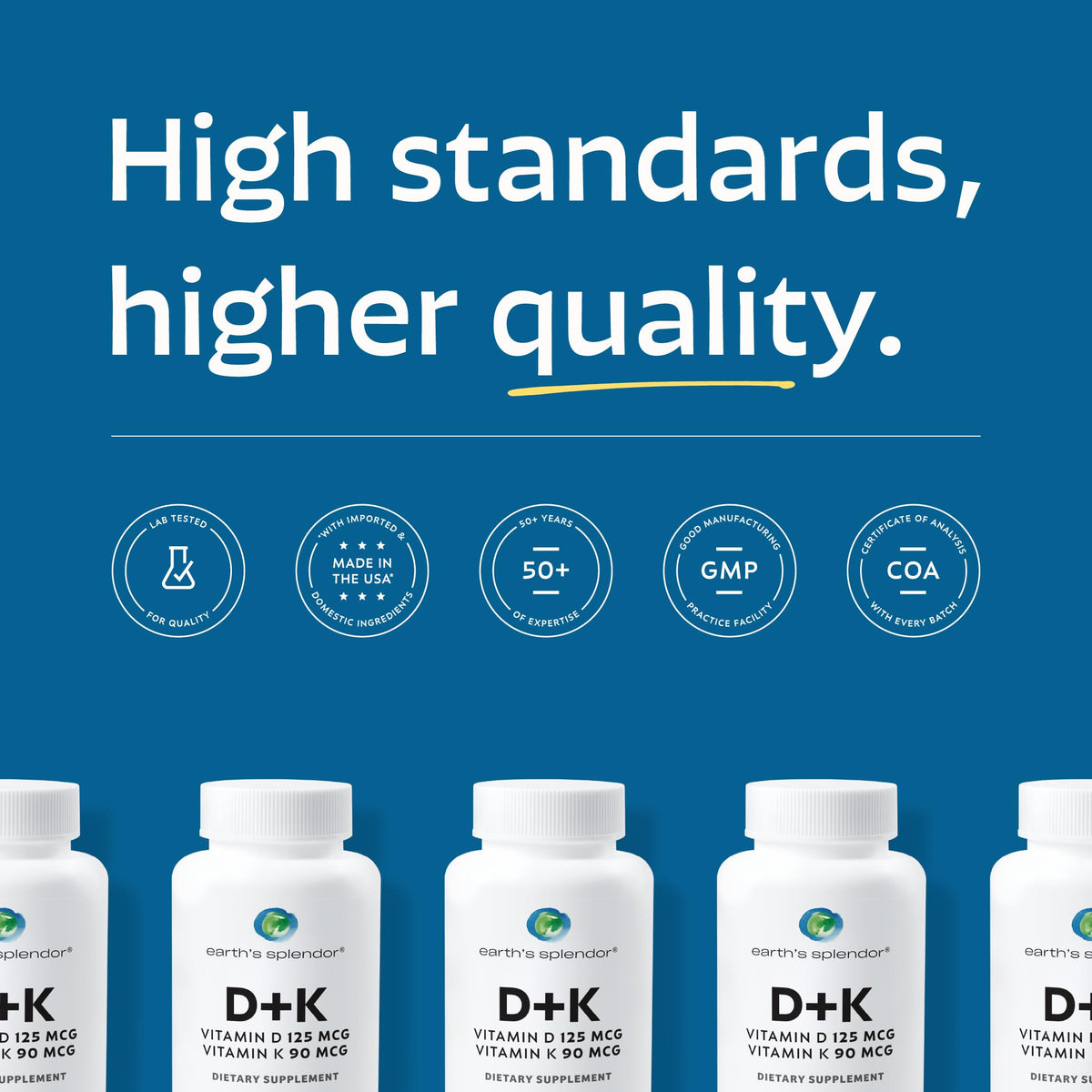 Vue rapprochée des capsules de Vitamine D3 K2 d'Earth's Splendor