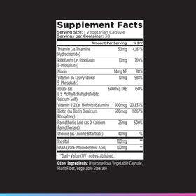 Vue rapprochée des capsules de vitamines B Livingood Daily