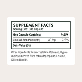 Vue rapprochée des capsules de Zinc Picolinate THORNE