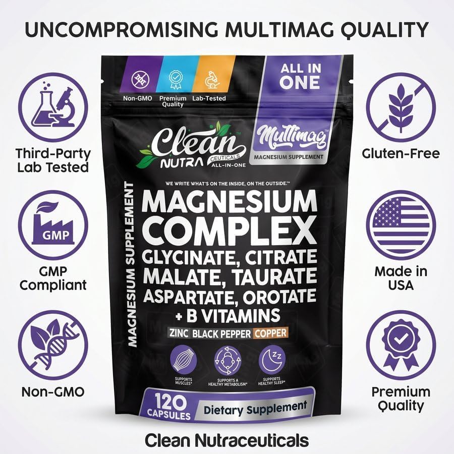 Vue rapprochée des capsules du Complexe de Magnésium Clean Nutraceuticals