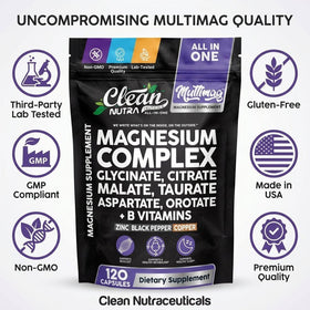 Vue rapprochée des capsules du Complexe de Magnésium Clean Nutraceuticals