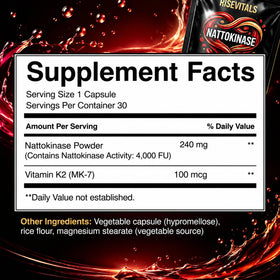 Vue rapprochée des capsules Nattokinase de Rise Vitals