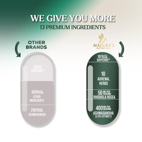 Vue rapprochée des capsules Nature's Nutrition Soutien Surrénal