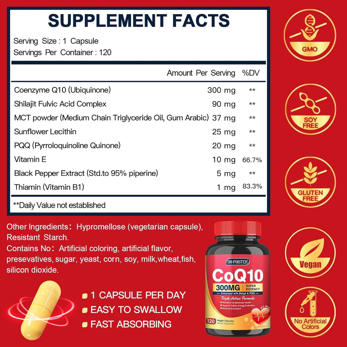 Vue rapprochée des capsules Quinovit CoQ10 300mg