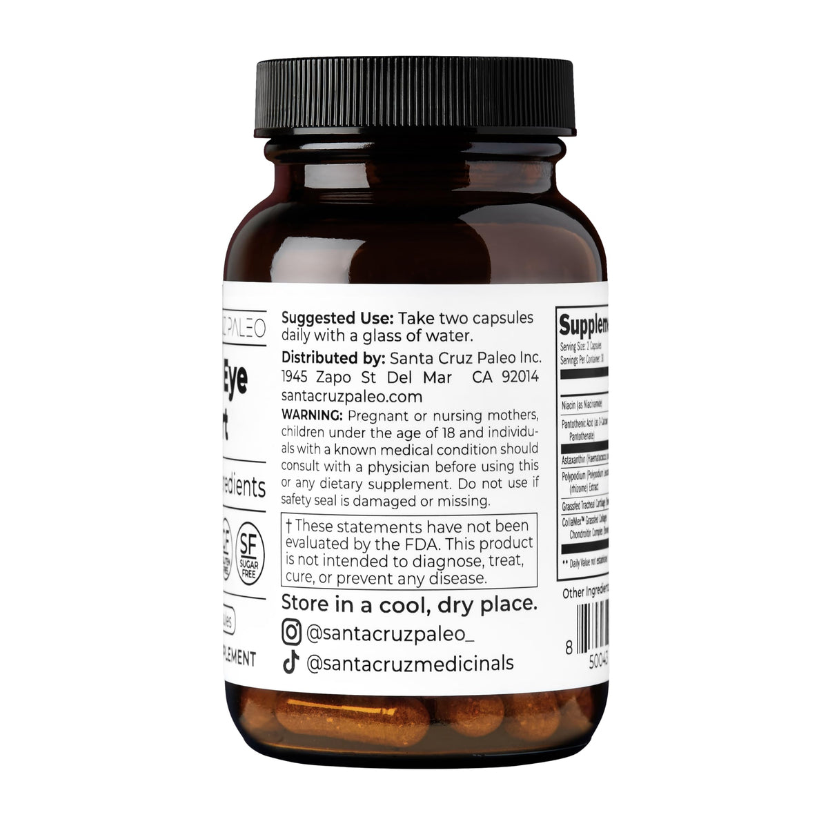Vue rapprochée des capsules Santa Cruz Paleo