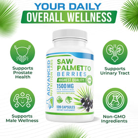 Vue rapprochée des capsules végétales Saw Palmetto 1500 mg