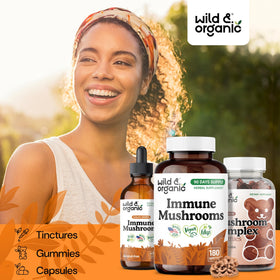 Vue rapprochée des capsules Wild & Organic de mélanges de champignons