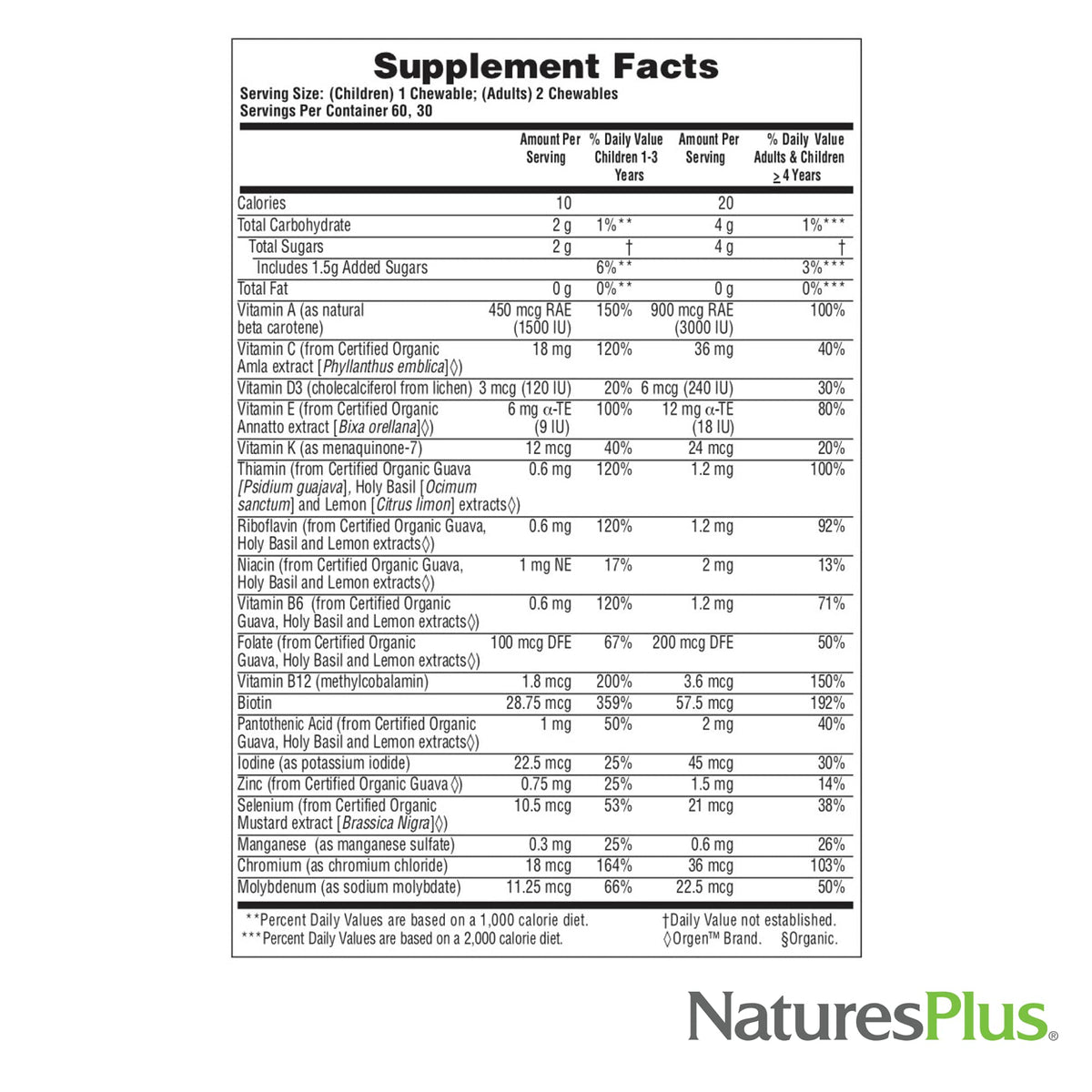 Vue rapprochée des comprimés à croquer Nature's Plus au goût de fruits rouges