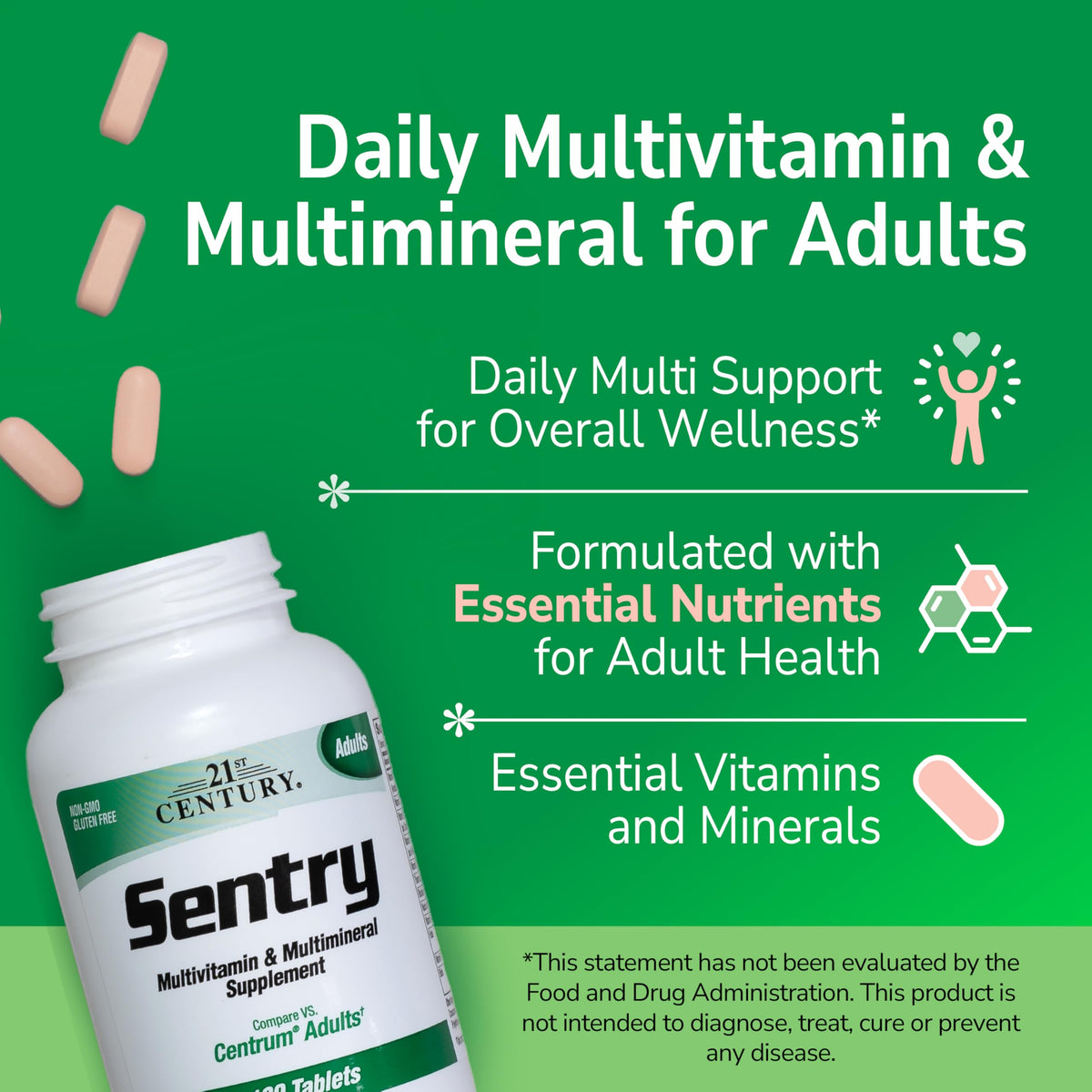 Vue rapprochée des comprimés de 21st Century Multivitamines