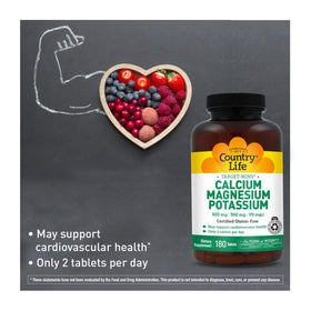 Vue rapprochée des comprimés de Calcium Magnésium Potassium