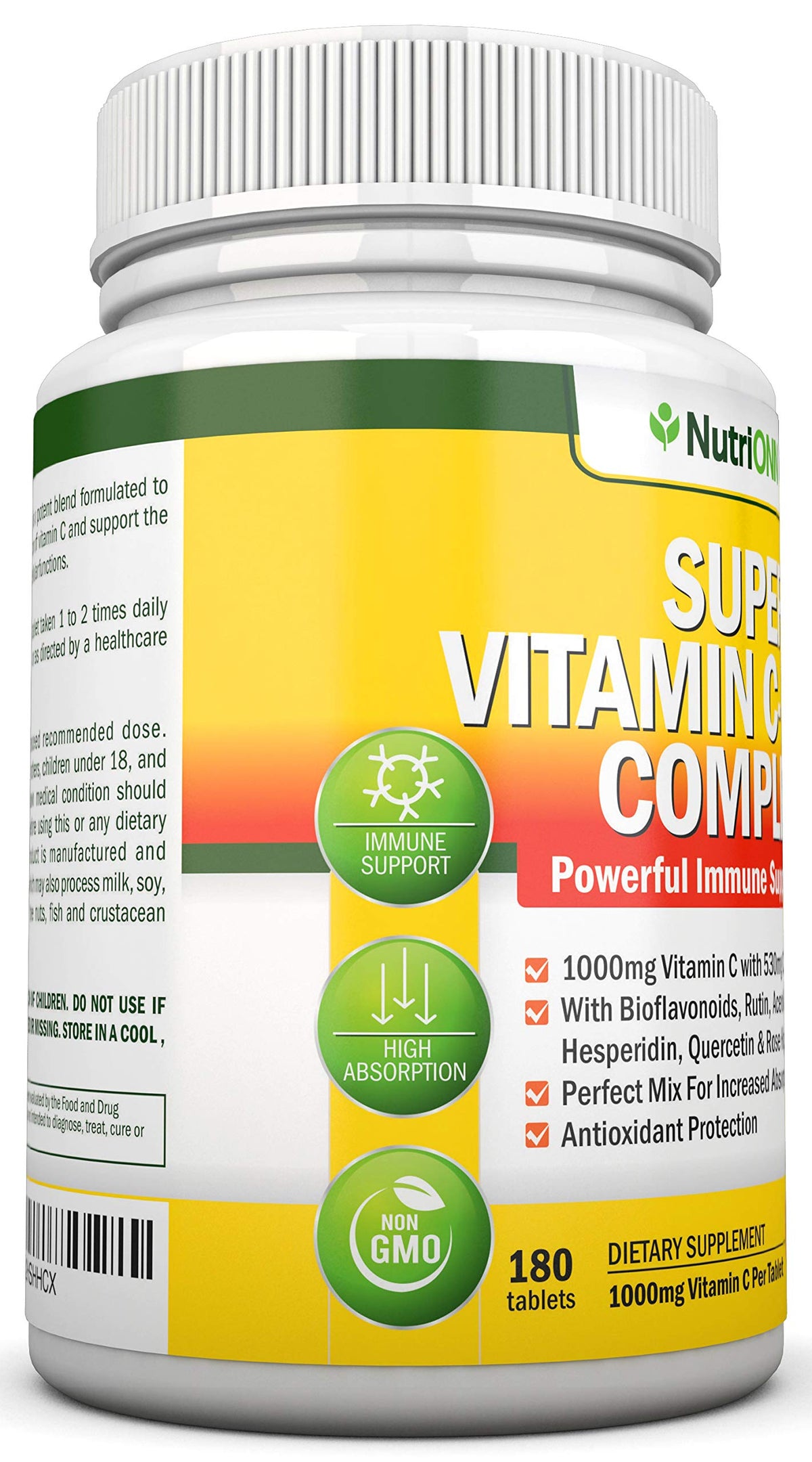 Vue rapprochée des comprimés de Complexe de Vitamine C NutriONN