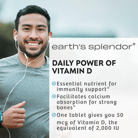 Vue rapprochée des comprimés de Vitamine D Earth's Splendor