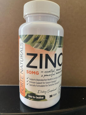 Vue rapprochée des comprimés de Zinc 50mg FORTE NATURALS