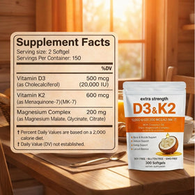 Vue rapprochée des gélules de Vitamine D3 K2 Magnésium