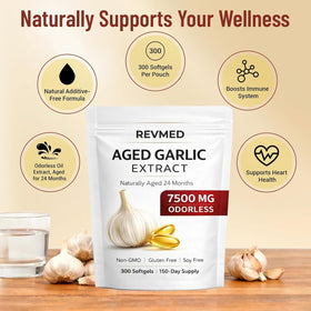 Vue rapprochée des gélules odorless Revmed Aged Garlic Extract
