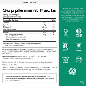 Vue rapprochée des gélules Omega-3 Needed