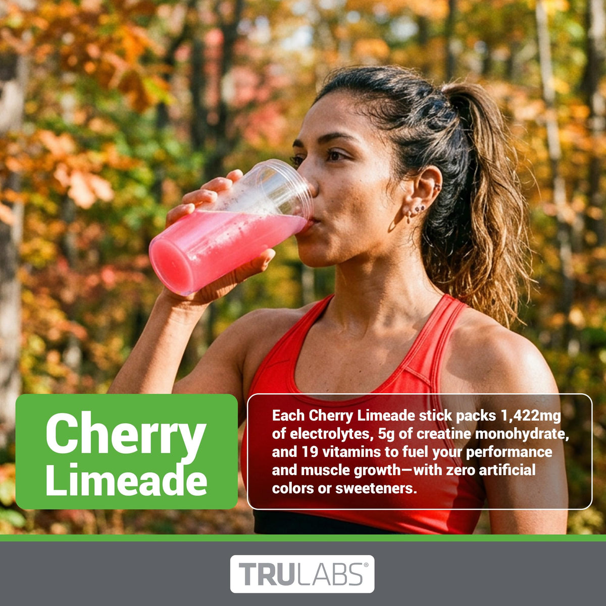 Vue rapprochée des ingrédients de TRULABS Hydrate + Creatine