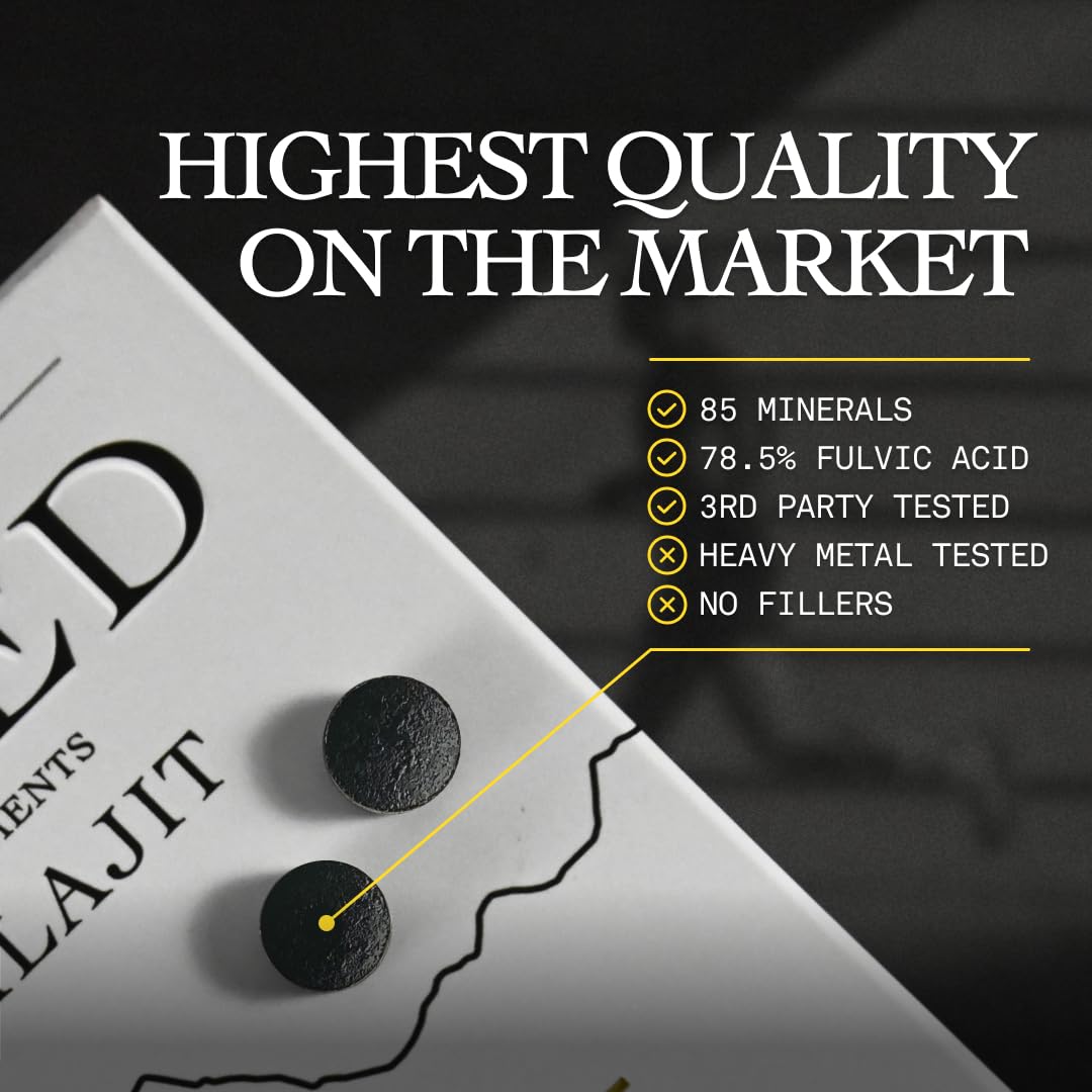 Vue rapprochée des tablettes de Shilajit Pur de Based Supplements