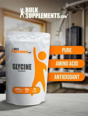 Vue supérieure de la poudre de glycine BulkSupplements, texture