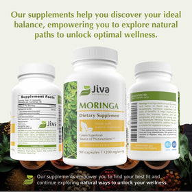 Vue supérieure des capsules de Moringa Jiva Botanicals