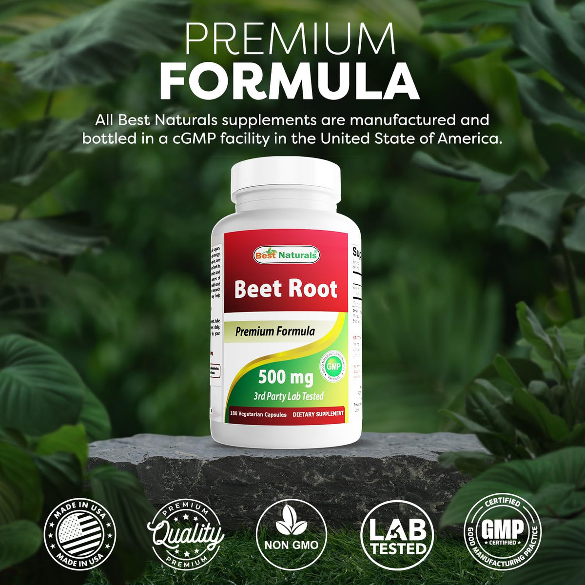 Vue supérieure des capsules de racine de betterave Best Naturals