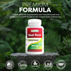 Vue supérieure des capsules de racine de betterave Best Naturals