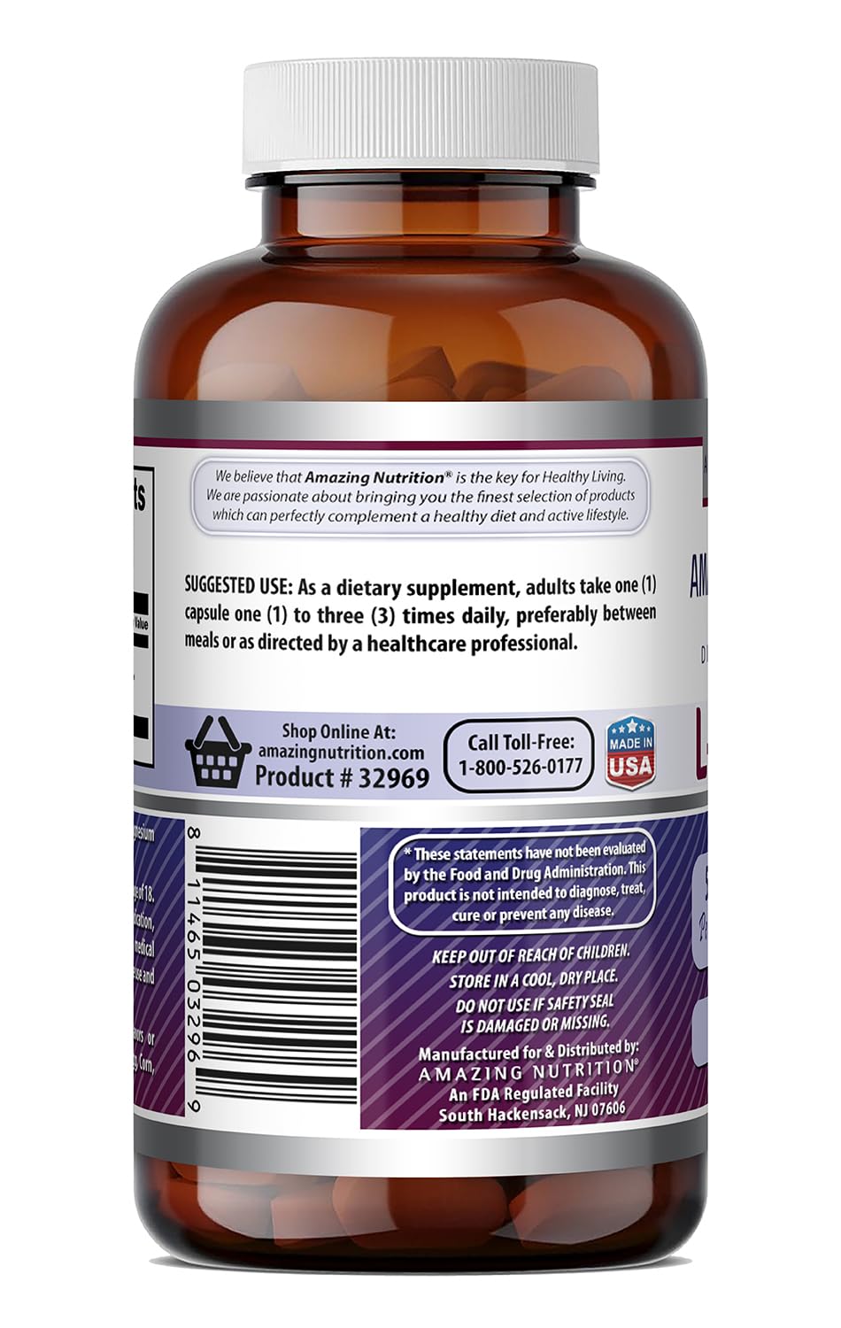 Vue supérieure du flacon de L-Tyrosine Amazing Nutrition