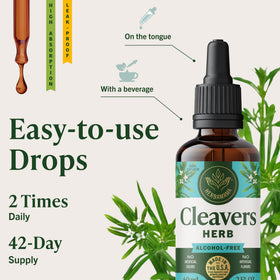 Vues multiples du flacon de gouttes Cleavers HERBAMAMA