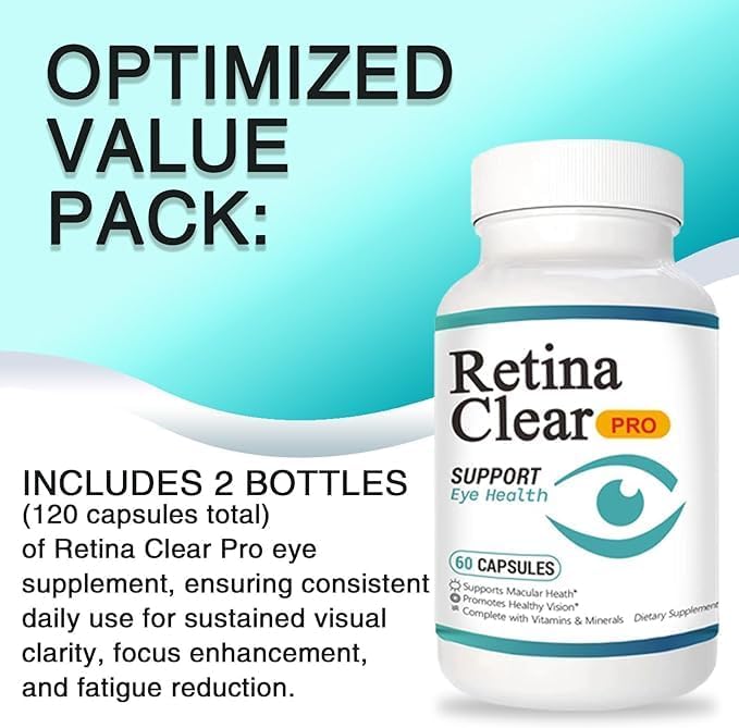 Vunexo Retina Clear Pro capsules à côté d'un verre d'eau