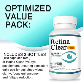 Vunexo Retina Clear Pro capsules à côté d'un verre d'eau