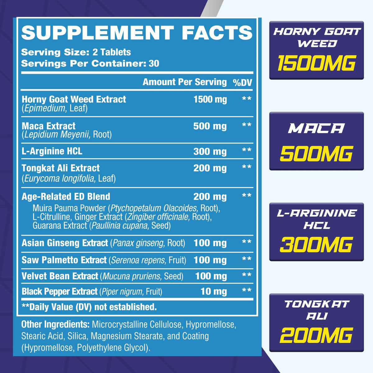 Vusinmju Horny Goat Weed 12 en 1 60 comprimés avec étiquette