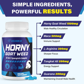 Vusinmju Horny Goat Weed 12 en 1 60 comprimés avec ingrédients