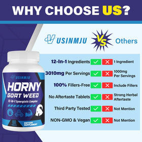 Vusinmju Horny Goat Weed 12 en 1 60 comprimés emballage