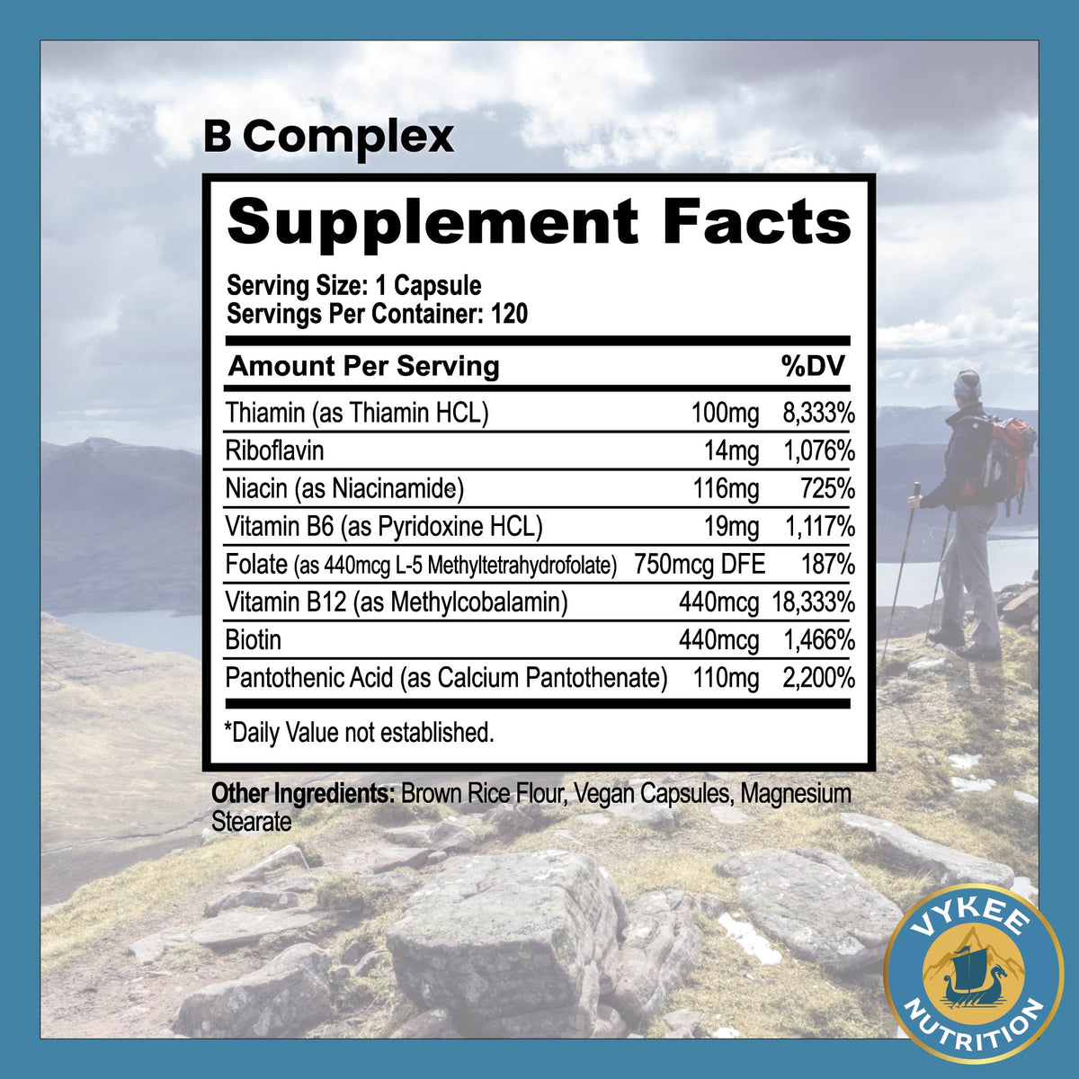 Vykee Nutrition B Complex 750mg Folate en contexte de vie quotidienne