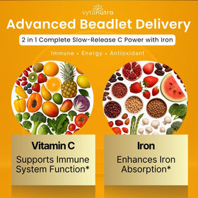 Vytanutra Vitamine C capsules sur fond blanc