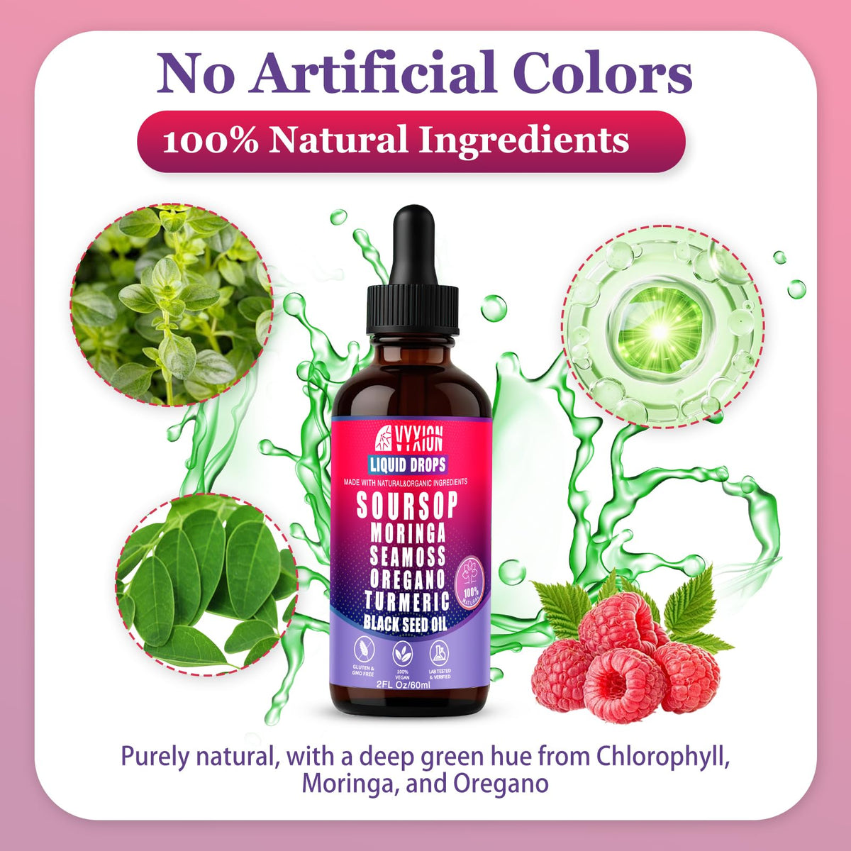 Vyxion Soursop Bitters 10 en 1 avec des herbes fraîches
